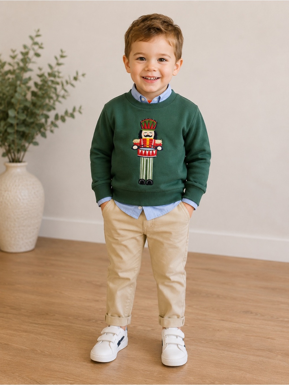 Mini Boden • NWT $55 USD Green Nutcracker Appliqué Crewneck Sweatshirt 3/4